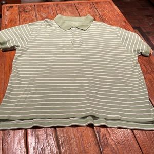 St. John’s Bay, Green/white stripe polo, size L